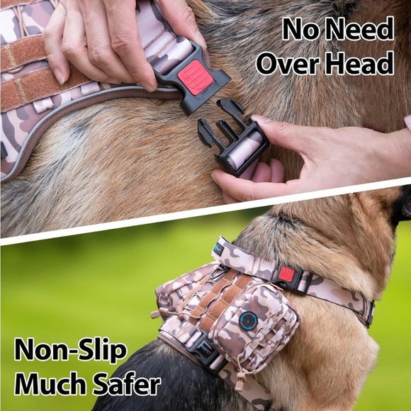 No Pull Tactical Dog Harness, Service Dog Vest with Molle & Loop Panels - Picture 4 of 8